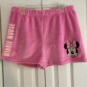 Disney Minnie Mouse Fuzzy Pink Lounge Shorts Women Size XL